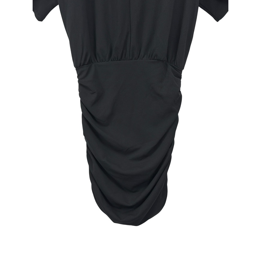 Abercrombie & Fitch Black Ruched Mini Dress Short Sleeve Keyhole Back M - Picture 10 of 16